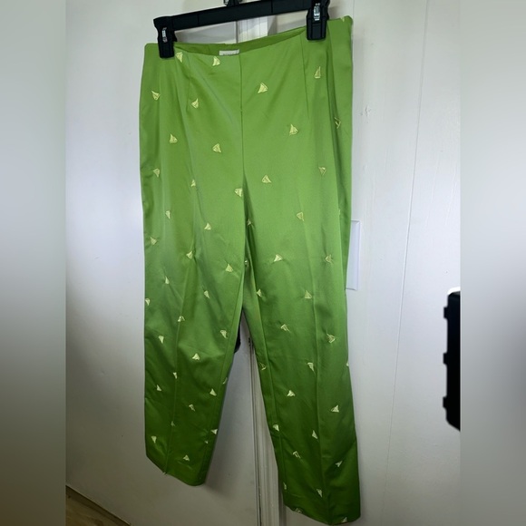 VINTAGE 100% Cotton Green Pants with Sail Pattern - Picture 3 of 6